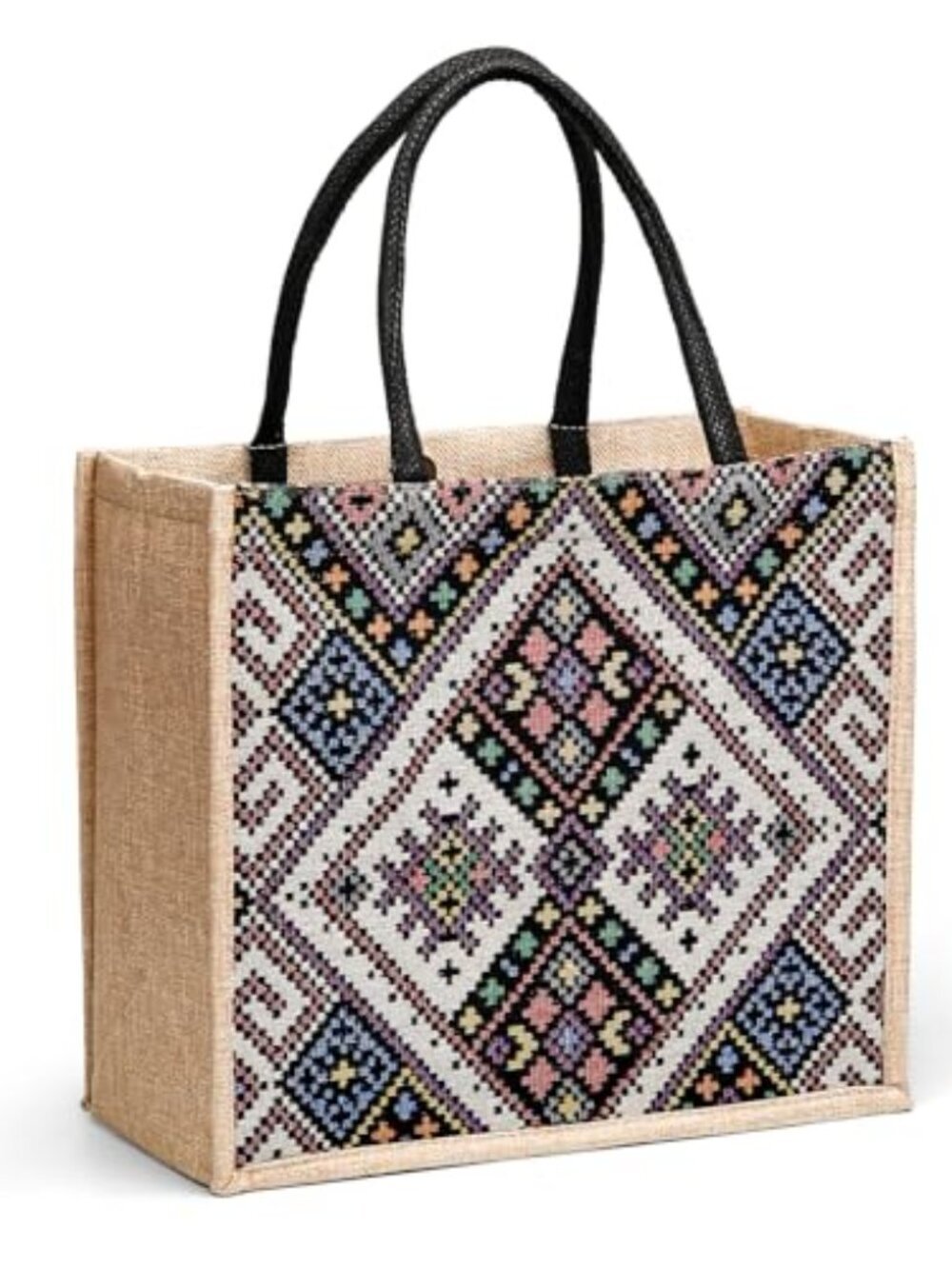 🆕 Jute Tote Bags for Women,14''x12'' Large Burlap Tote Bag with Laminated